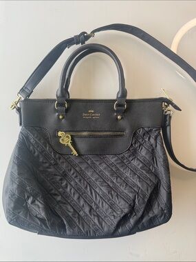 Juicy Couture Black Quilted Satchel with Gold Key Charm